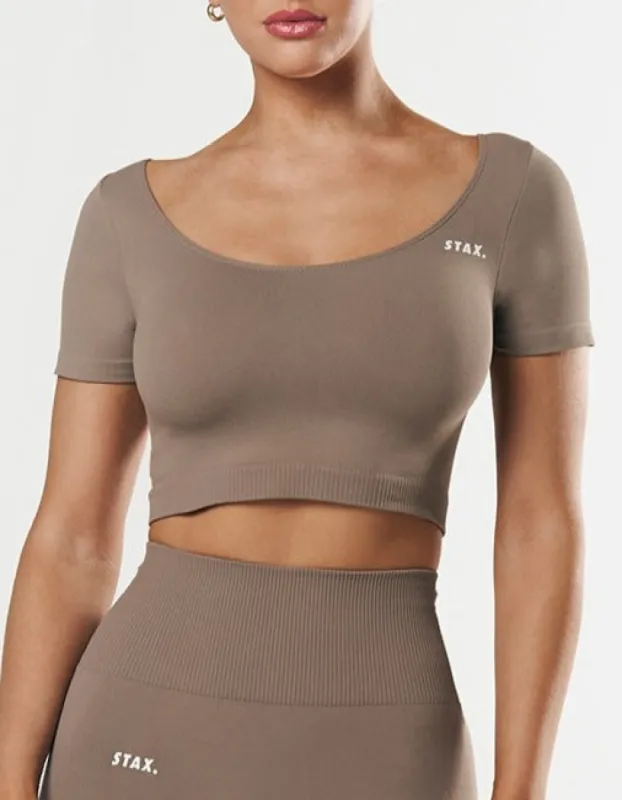Premium Seamless Scoop Tee - Brown sold by Stax
