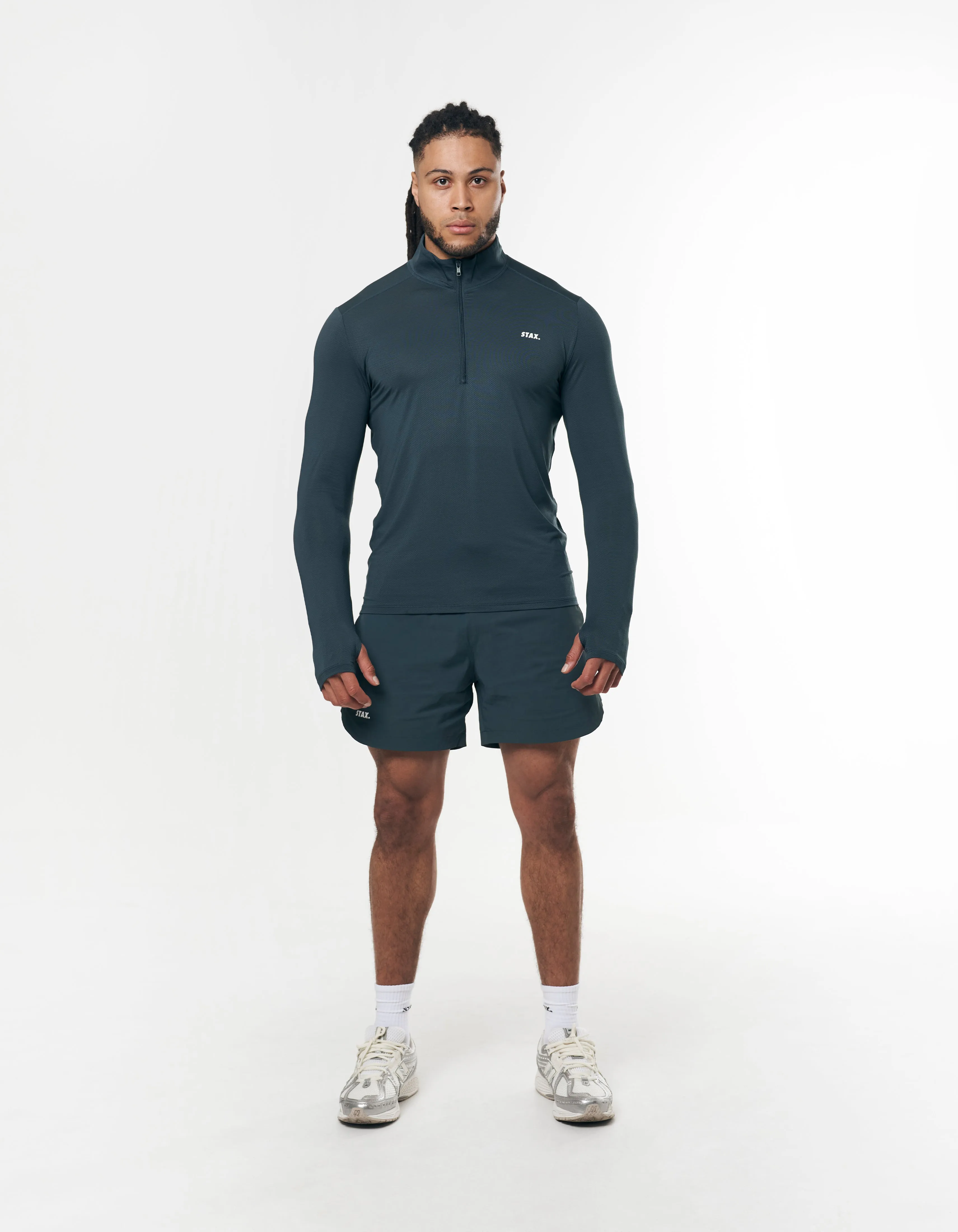 Mens Sport 1/4 Zip Long Sleeve - Navy sold by Stax product image thumbnail 2