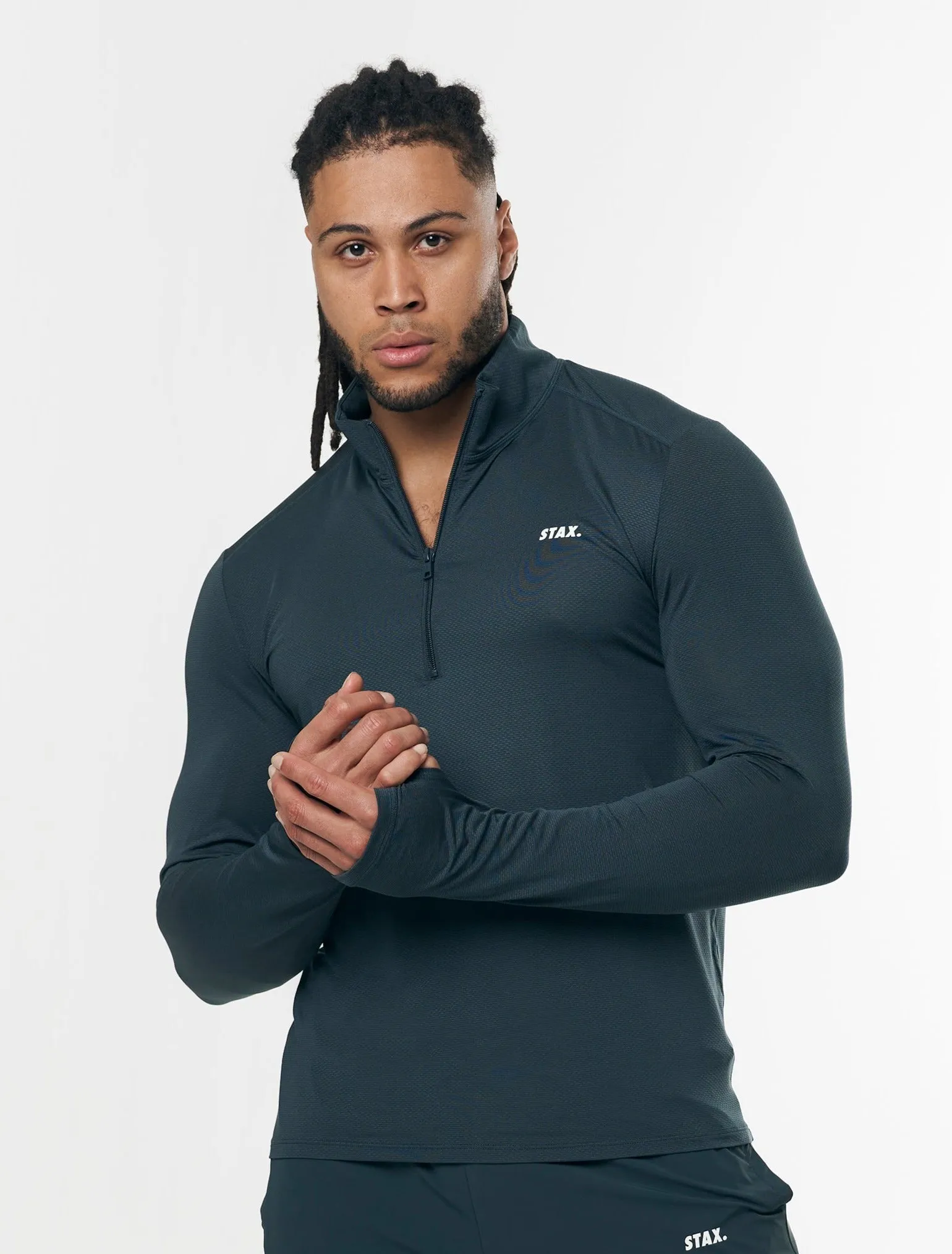 Mens Sport 1/4 Zip Long Sleeve - Navy sold by Stax