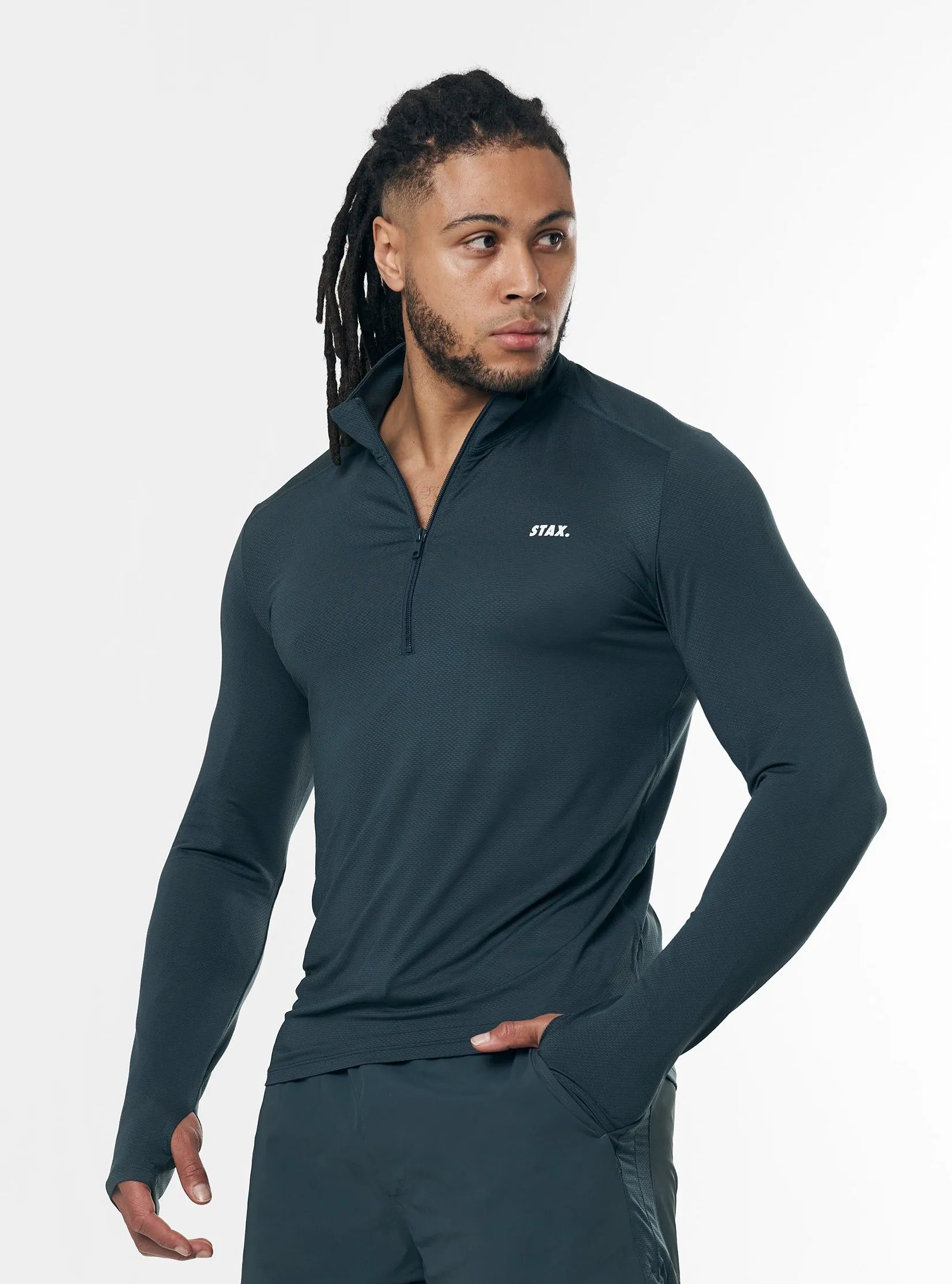 Mens Sport 1/4 Zip Long Sleeve - Navy sold by Stax product image thumbnail 4