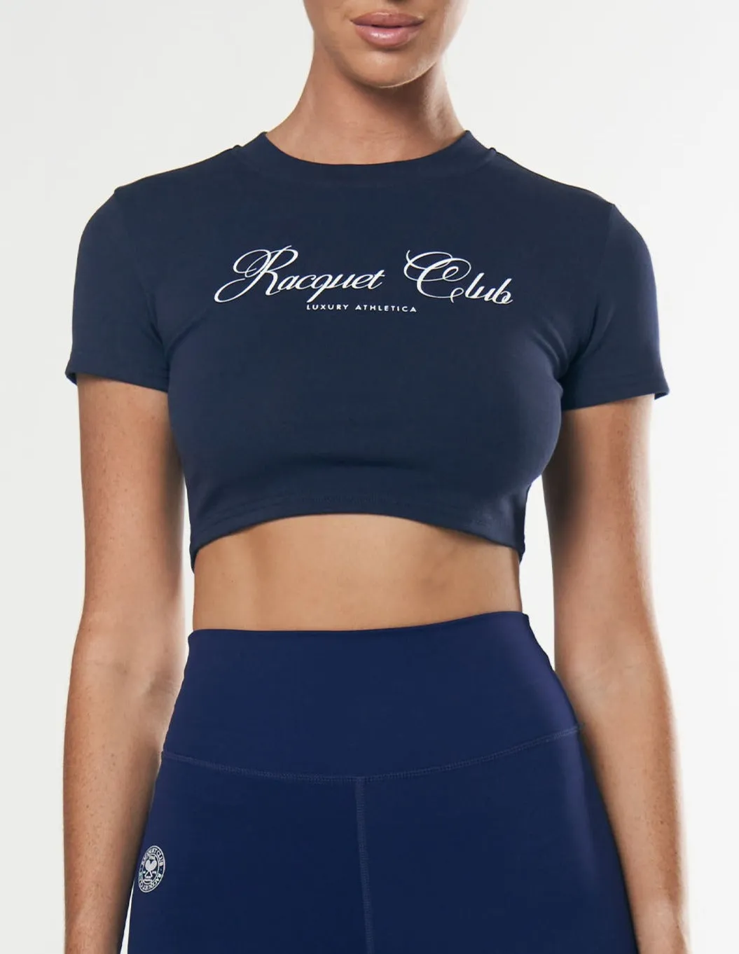 Racquet Club Cropped Tee - Navy sold by Stax