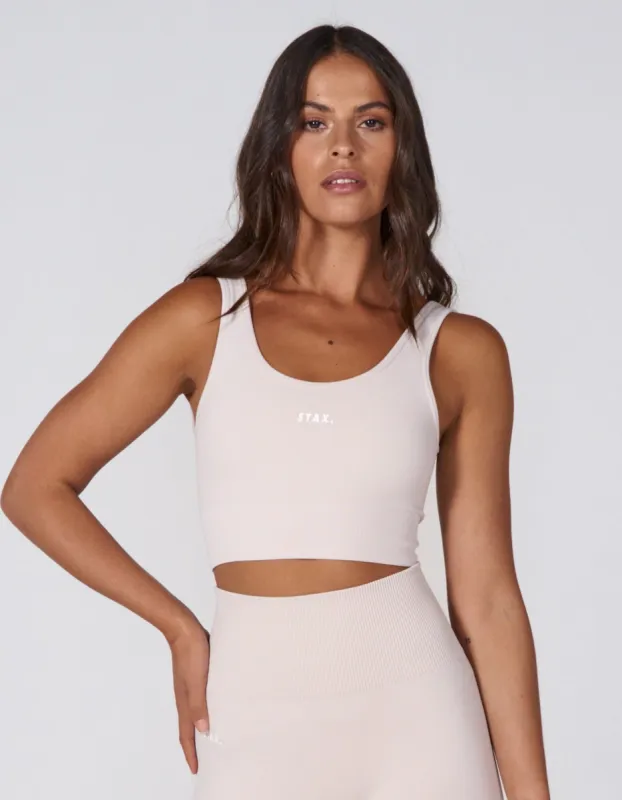 Premium Seamless Favourites Low Back Crop - Bone sold by Stax