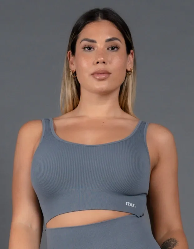 Premium Seamless V5 Low Back Crop Lounge - Tau Ceti (Dark Grey) sold by Stax