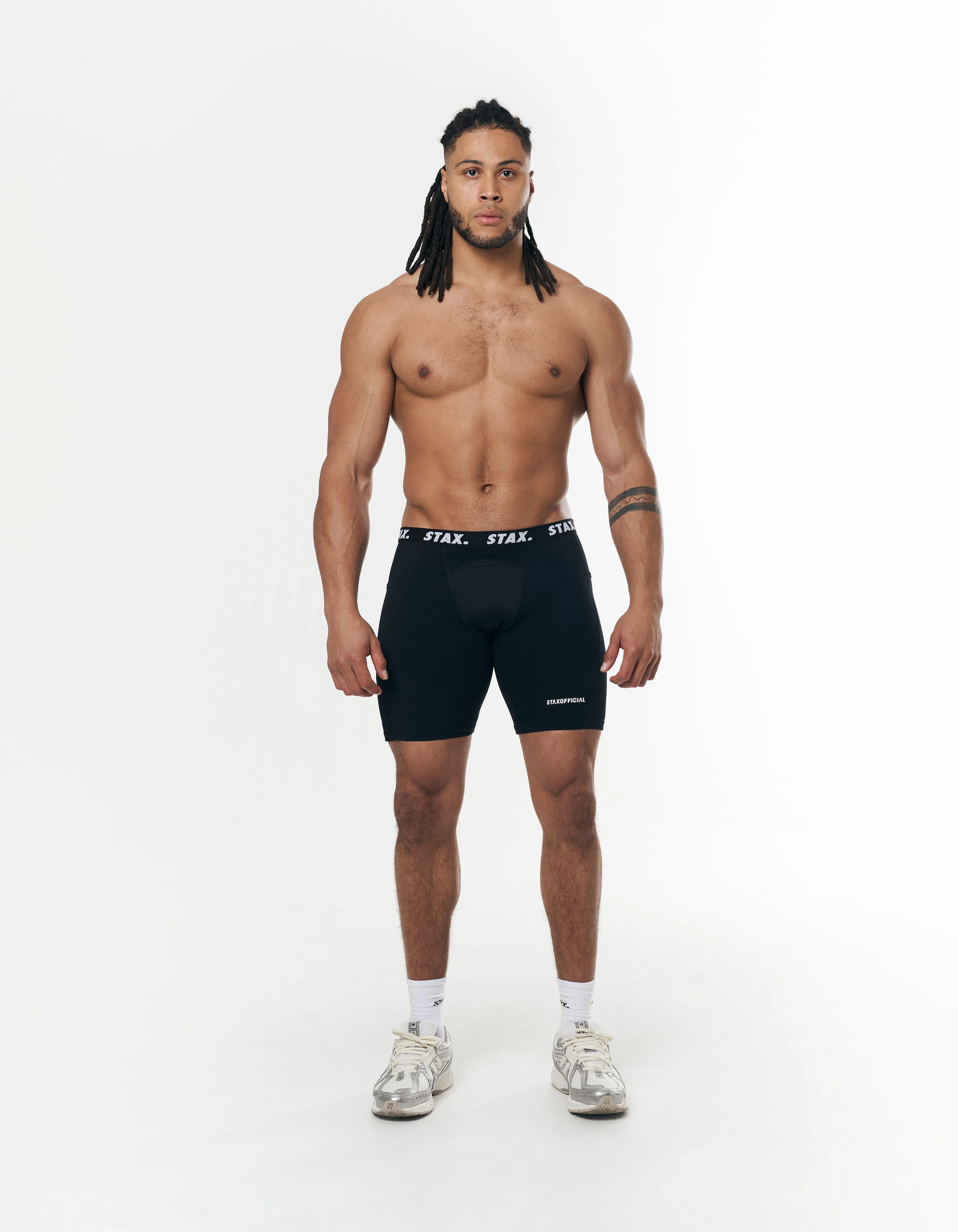 Mens Compressive Phone Pocket Bike Shorts - Black sold by Stax