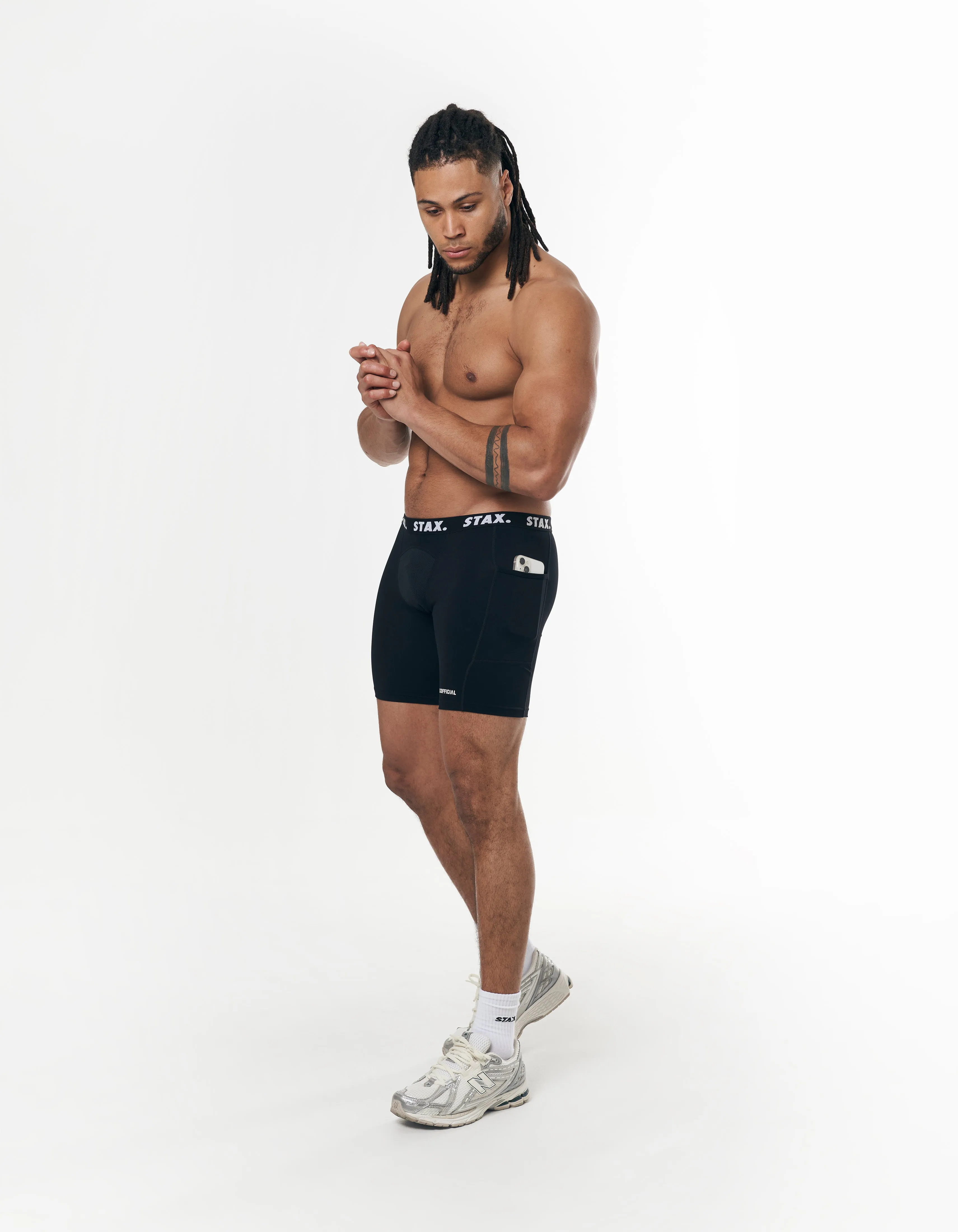 Mens Compressive Phone Pocket Bike Shorts - Black sold by Stax product image thumbnail 2