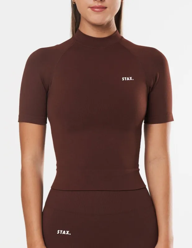 Premium Seamless High Neck Tee - Umber sold by Stax