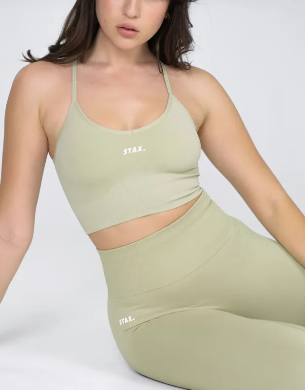 Premium Seamless V6 Strappy Crop - Viridis (Green) sold by Stax