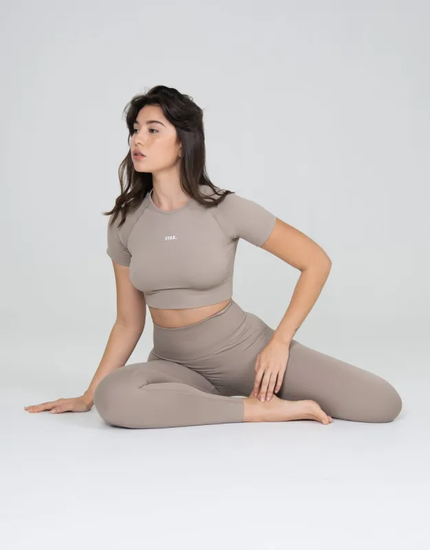 Premium Seamless V6 Cropped Tee - Akira (Beige) sold by Stax