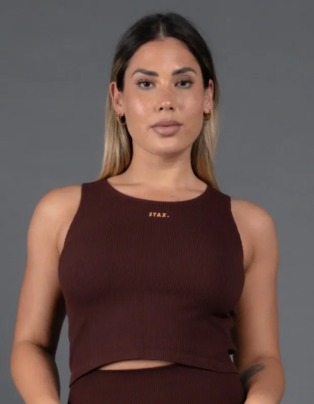 Premium Seamless V5 Cropped Singlet Lounge - Gliese (Brown) sold by Stax