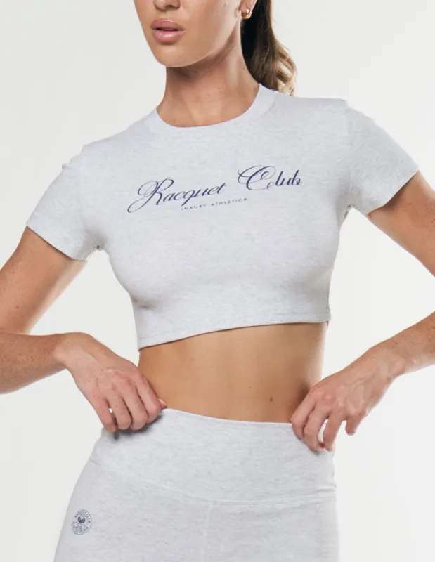 Racquet Club Cropped Tee - Grey Marle sold by Stax