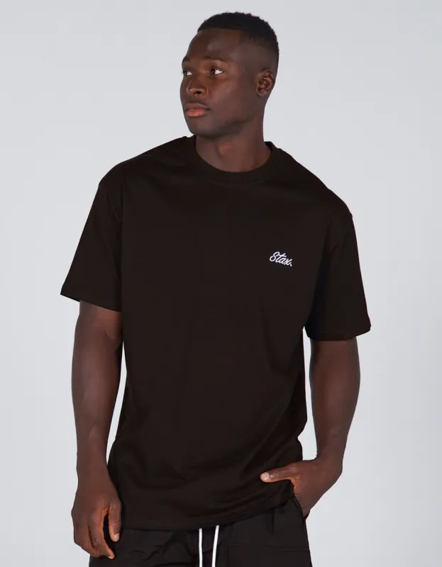 Mens Cursive Tee - Boa (Black) sold by Stax