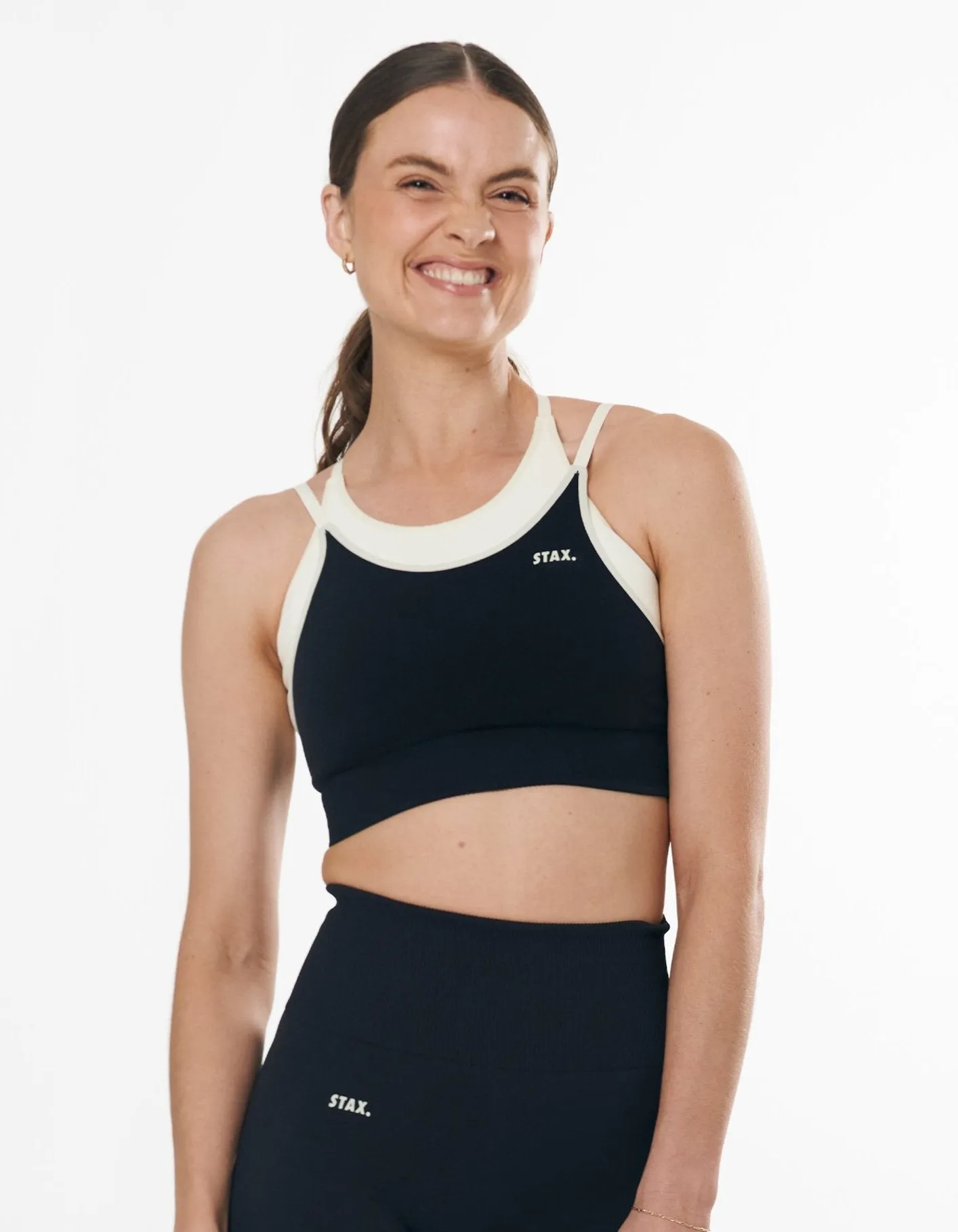 Seamless Kic Layered Crop - Astro/Cream sold by Stax