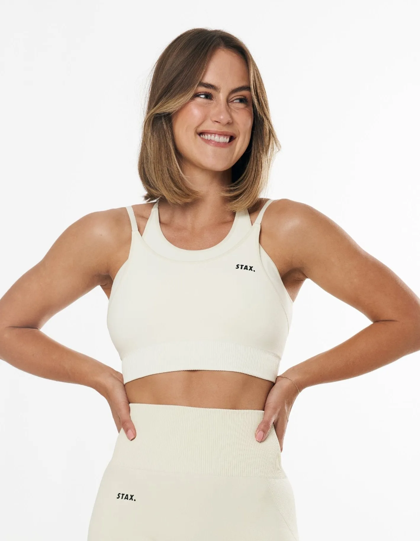 Seamless Kic Layered Crop - Cream sold by Stax