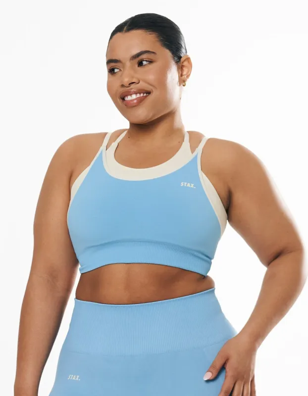 Seamless Kic Layered Crop - Blue/Cream sold by Stax