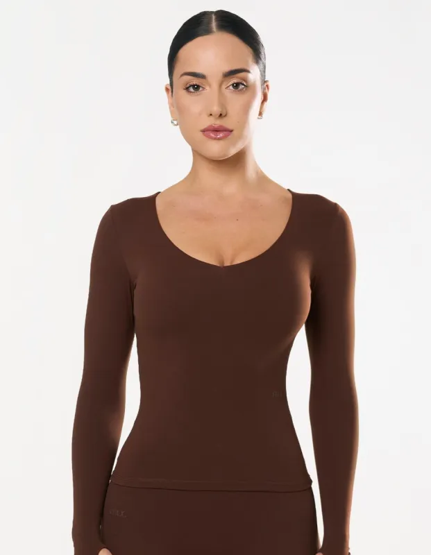 V Cut Long Sleeve NANDEX™ - Chocolate sold by Stax
