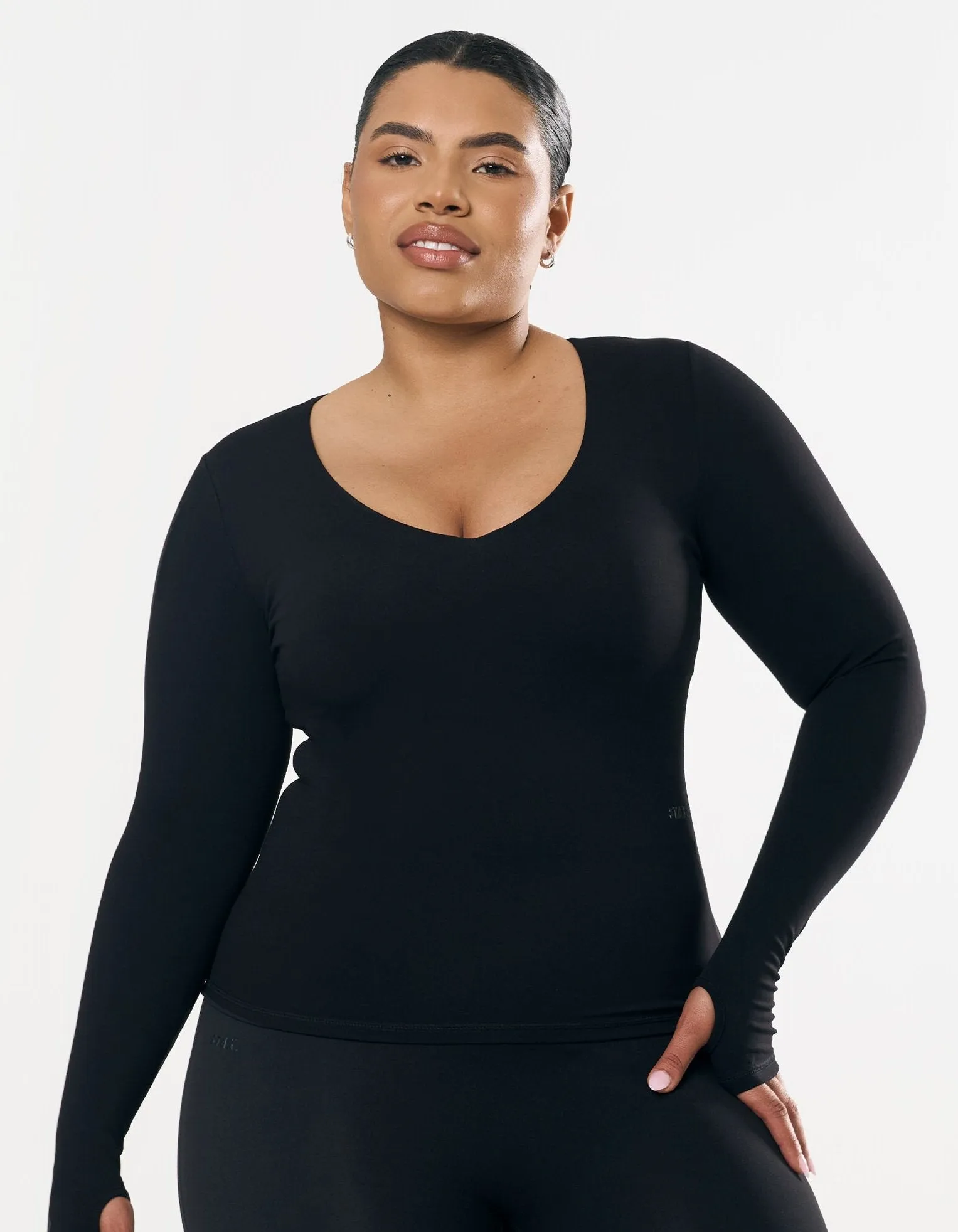 V Cut Long Sleeve NANDEX™ - Black sold by Stax