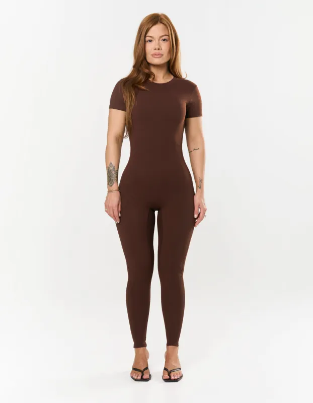 Short Sleeve Full Length Bodysuit NANDEX™ - Chocolate sold by Stax