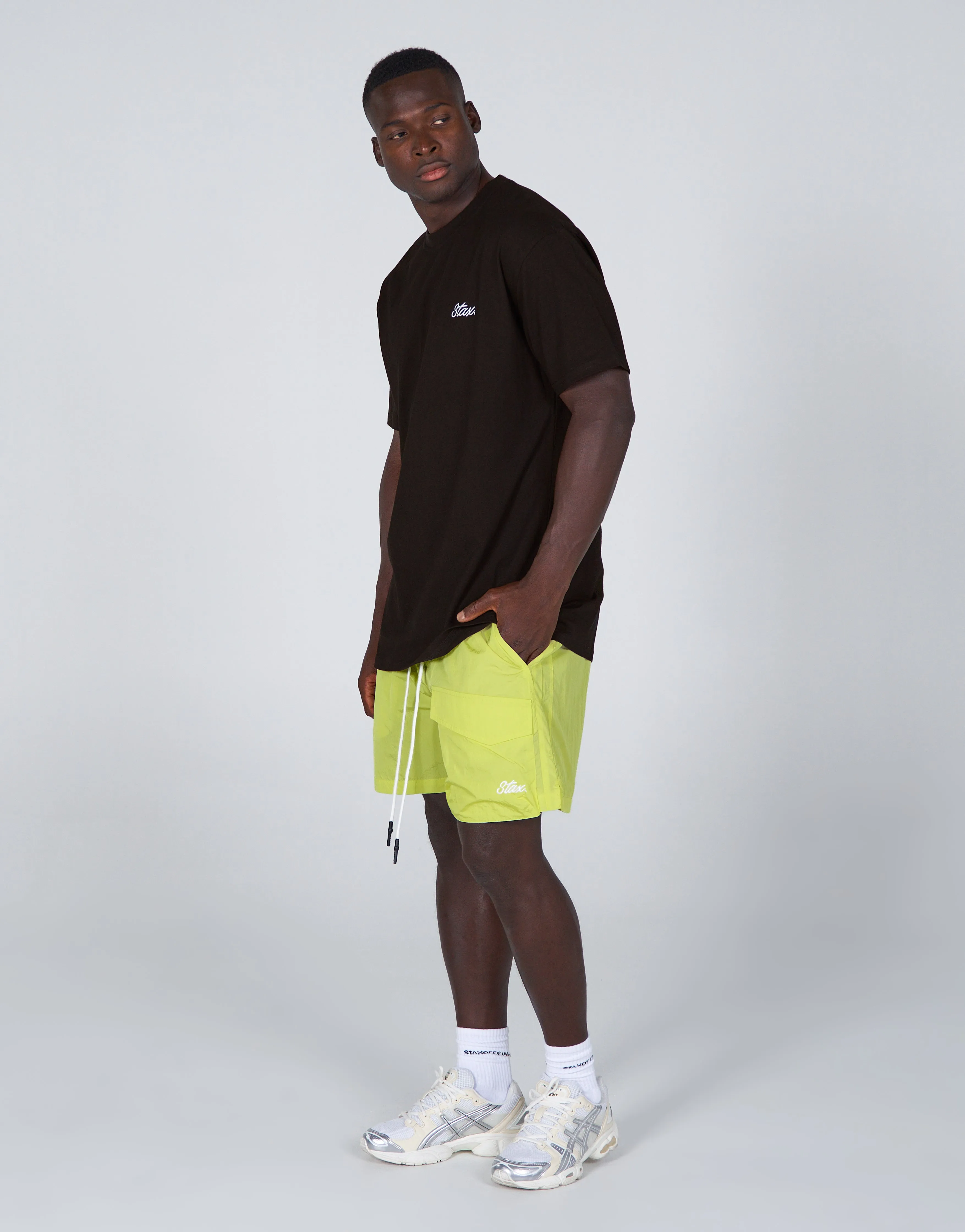 Mens Cursive Nylon Shorts - Sadzi (Lime) sold by Stax product image thumbnail 4