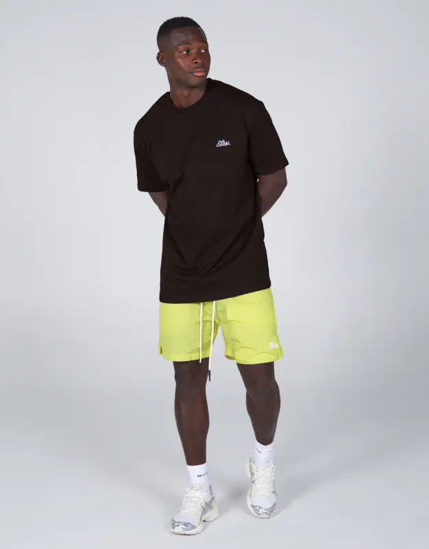 Mens Cursive Nylon Shorts - Sadzi (Lime) sold by Stax