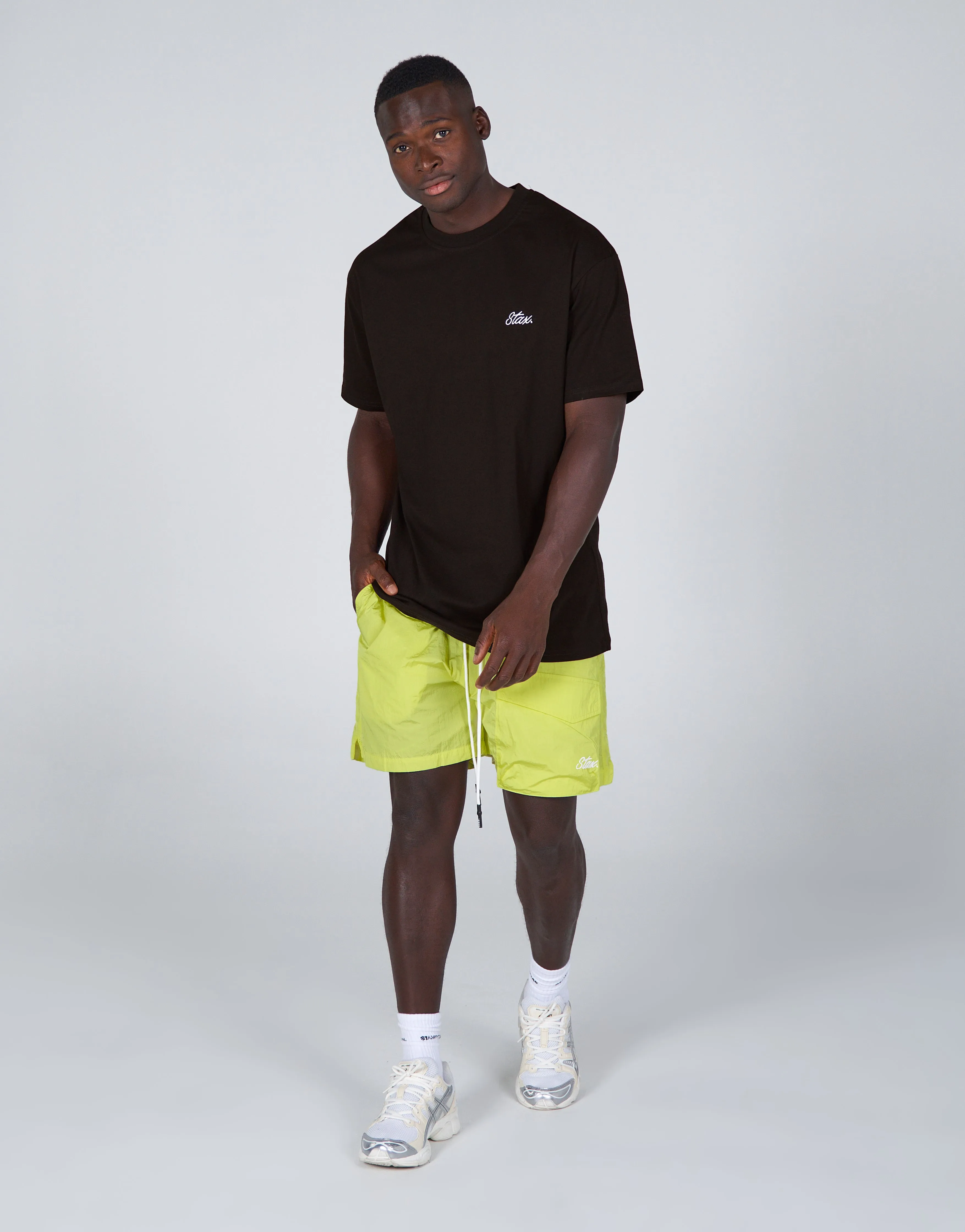 Mens Cursive Nylon Shorts - Sadzi (Lime) sold by Stax product image thumbnail 5