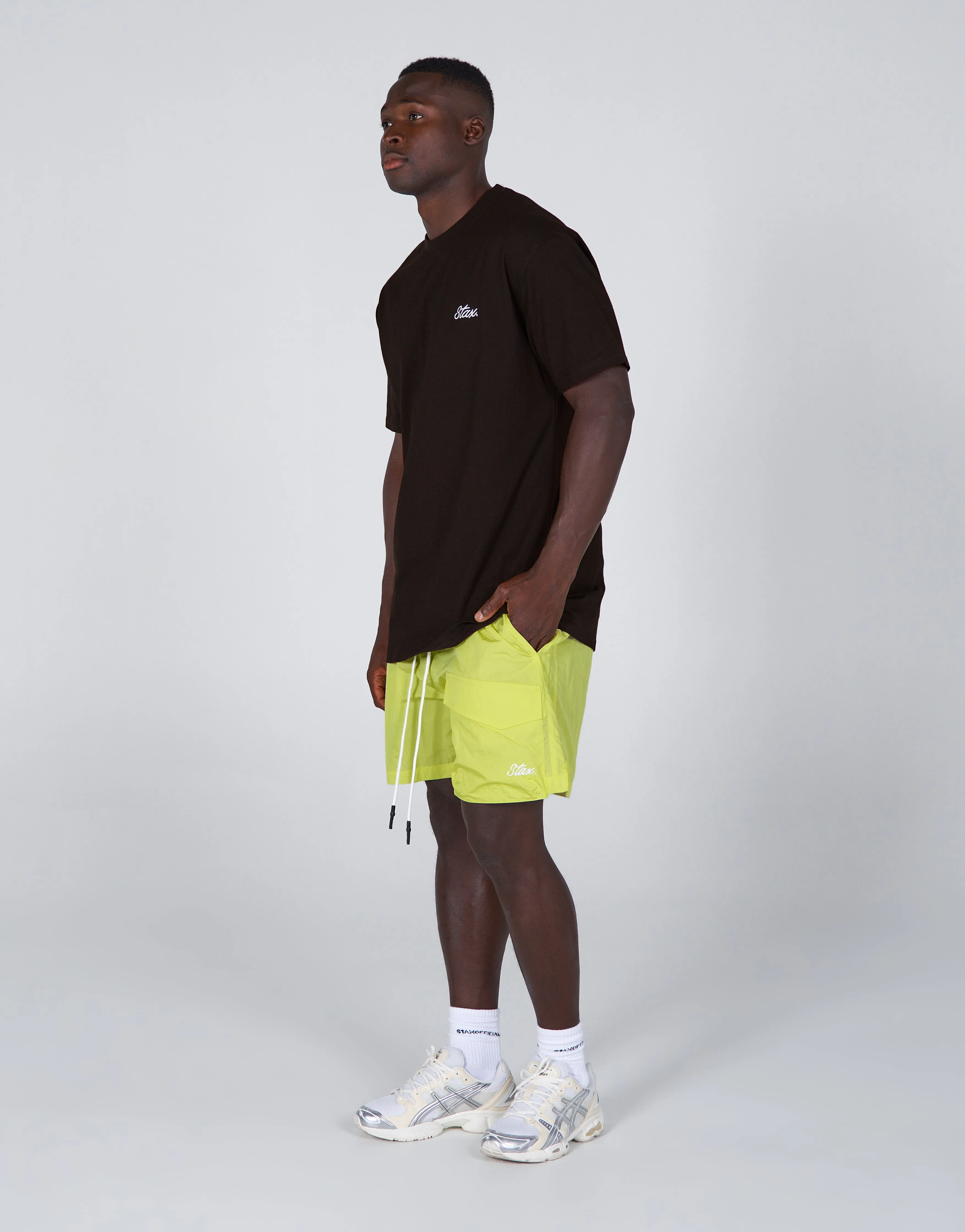 Mens Cursive Nylon Shorts - Sadzi (Lime) sold by Stax product image thumbnail 2