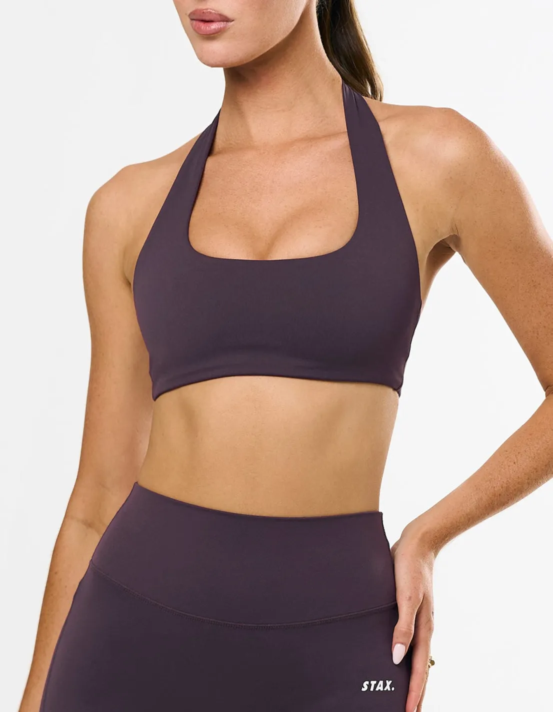Square Neck Halter Crop Airlyte - Plum sold by Stax