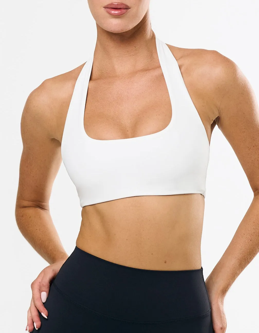 Square Neck Halter Crop Airlyte - White sold by Stax
