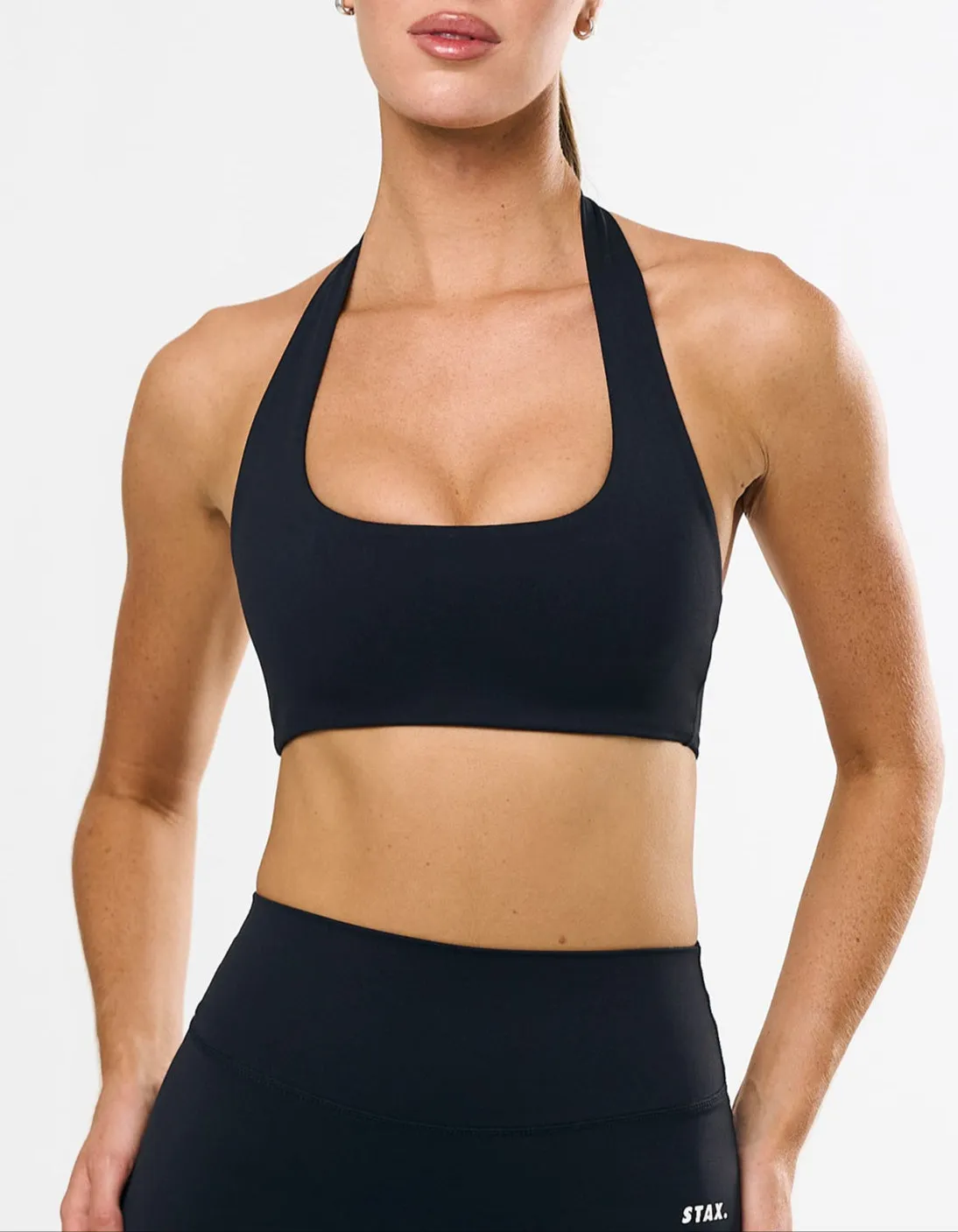 Square Neck Halter Crop Airlyte - Black sold by Stax