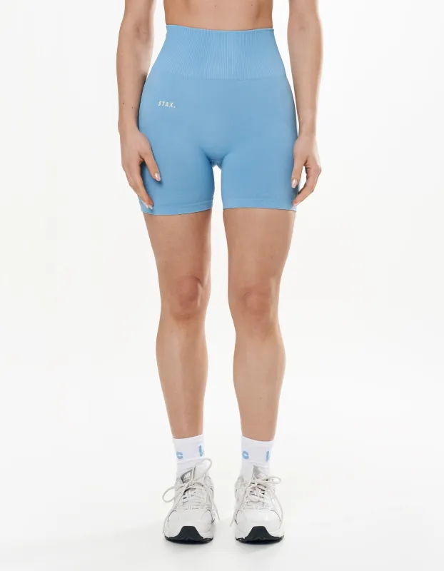Seamless Kic Midi Bike Shorts - Blue sold by Stax