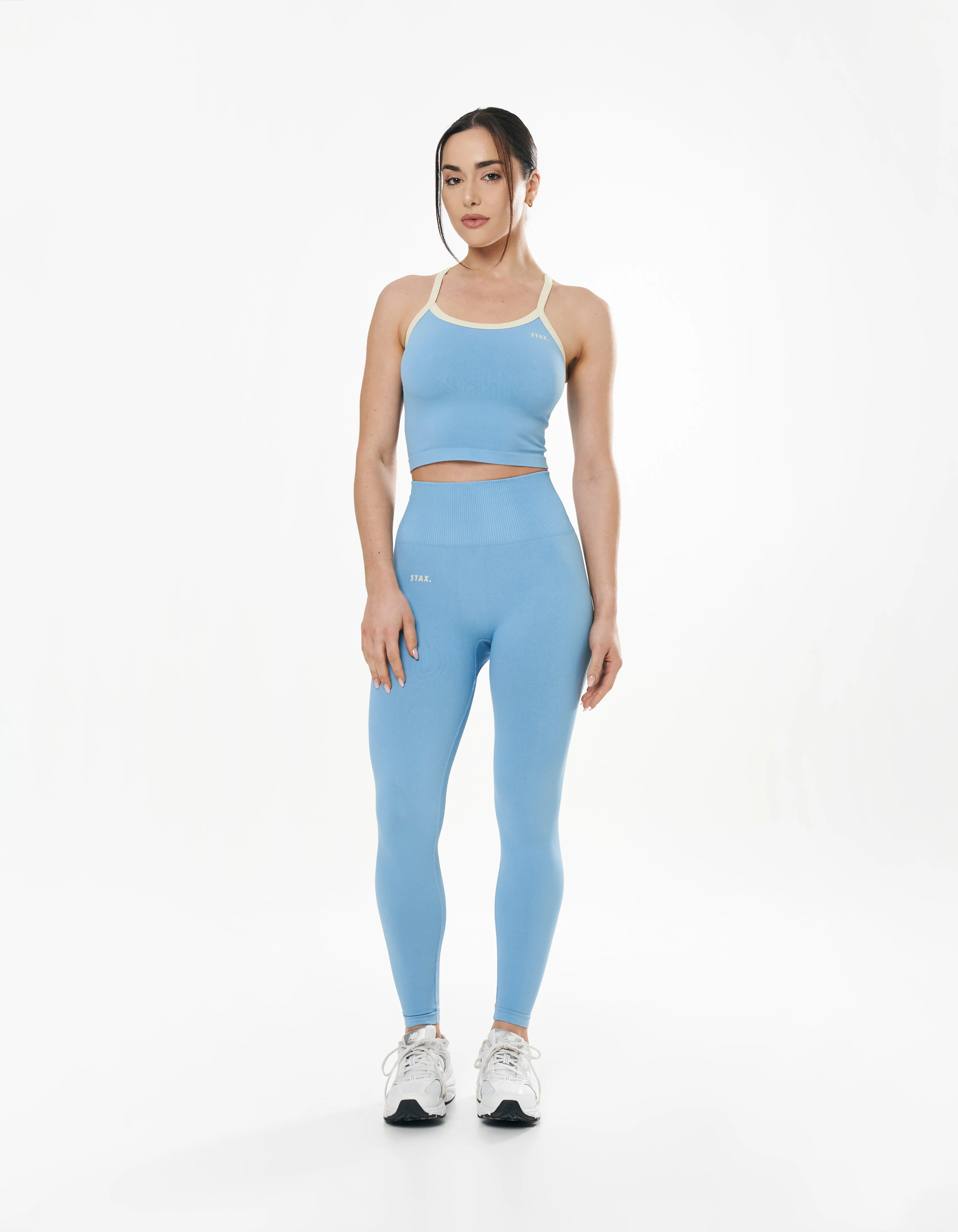 Seamless Kic Cropped Tank - Blue/Cream sold by Stax product image thumbnail 3
