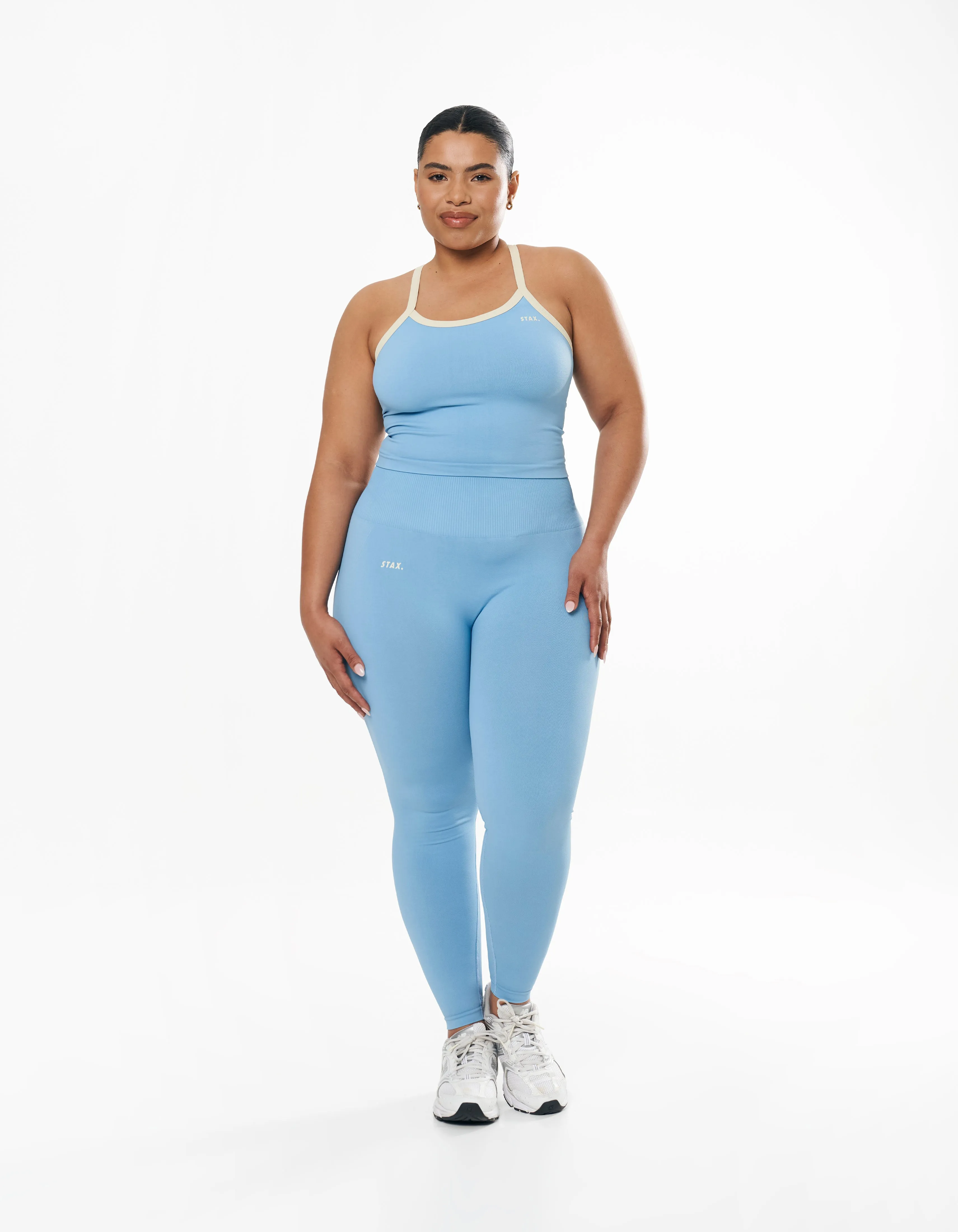 Seamless Kic Cropped Tank - Blue/Cream sold by Stax product image thumbnail 5