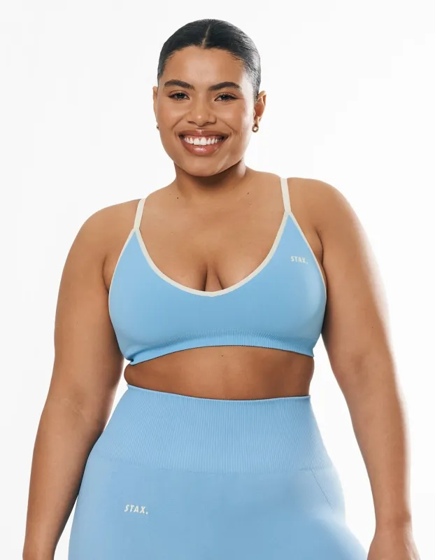 Seamless Kic Bralette - Blue/Cream sold by Stax