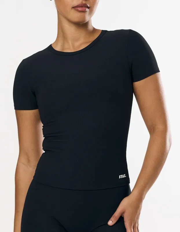 Active Rib Fitted Tee - Black sold by Stax