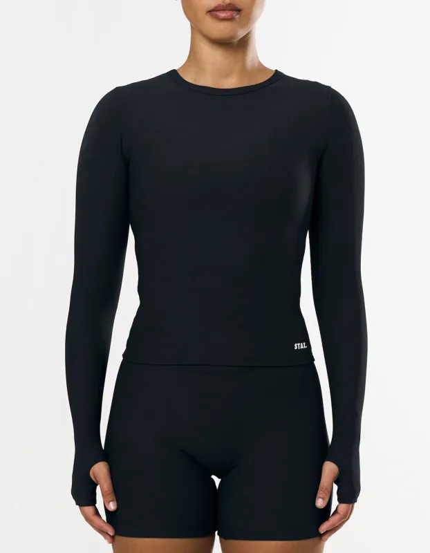 Active Rib Long Sleeve - Black sold by Stax