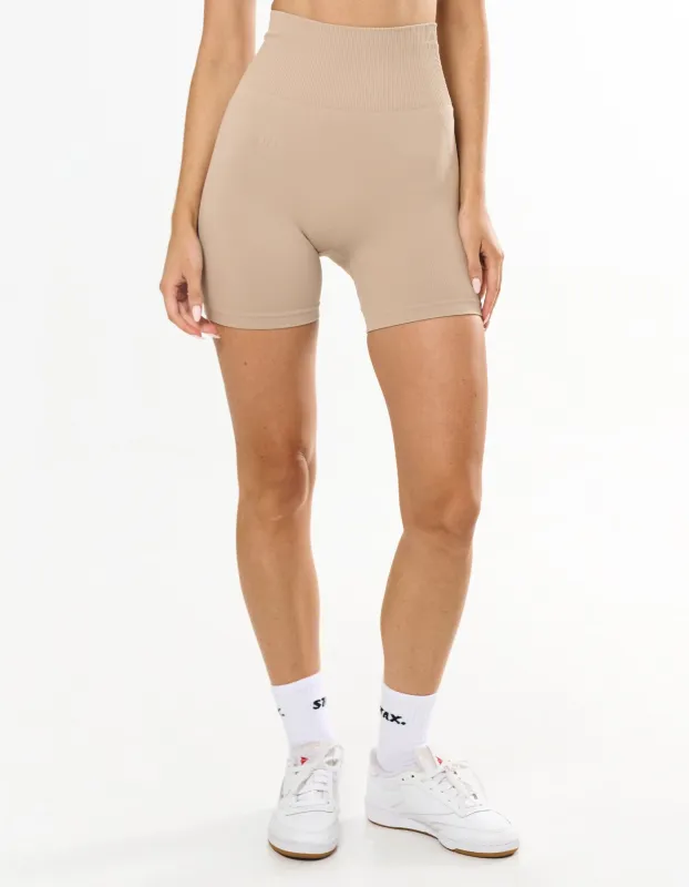 Premium Seamless Midi Bike Shorts - Taupe sold by Stax