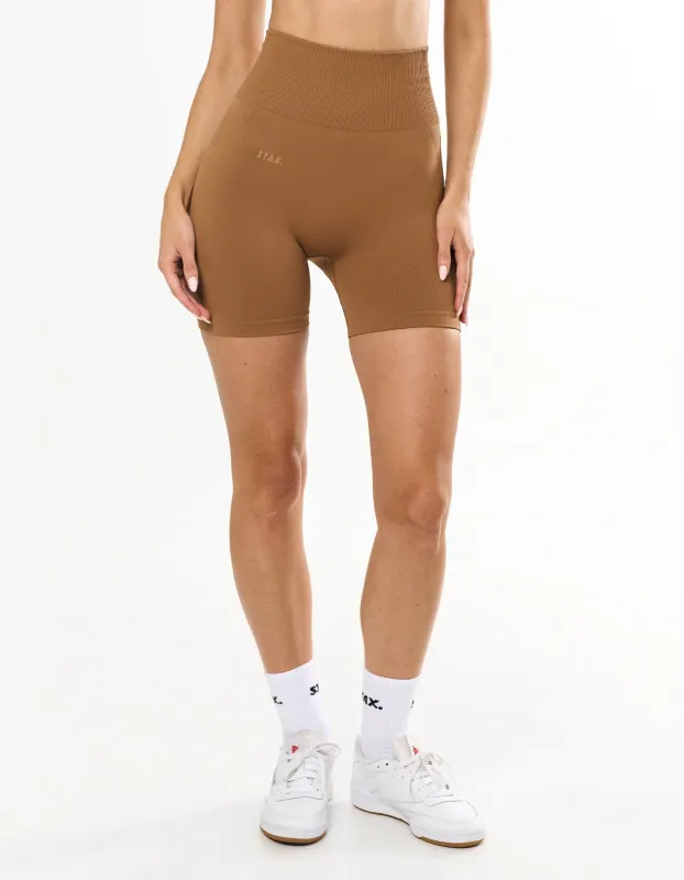 Premium Seamless Midi Bike Shorts - Toffee sold by Stax