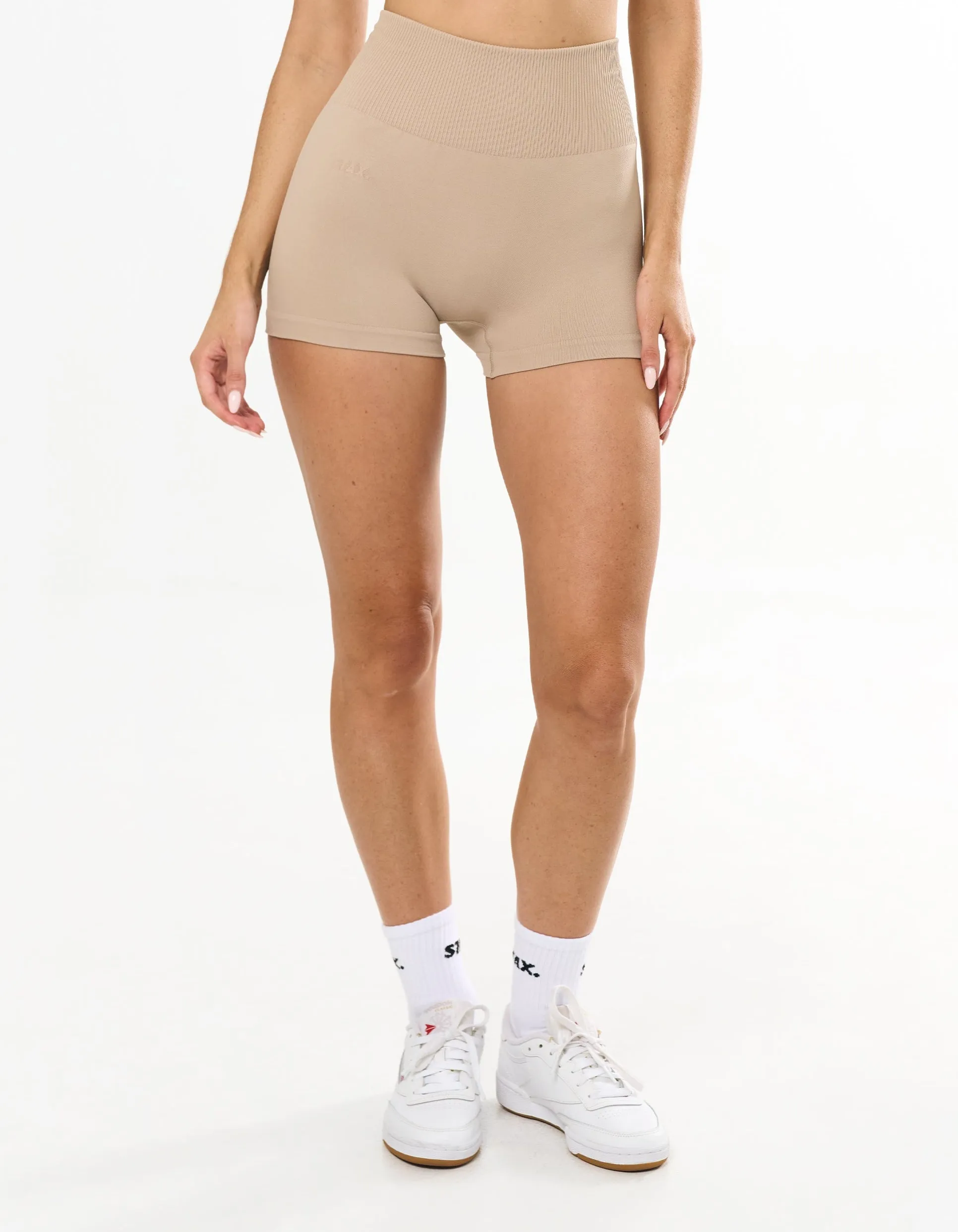 Premium Seamless Mini Bike Shorts - Taupe sold by Stax