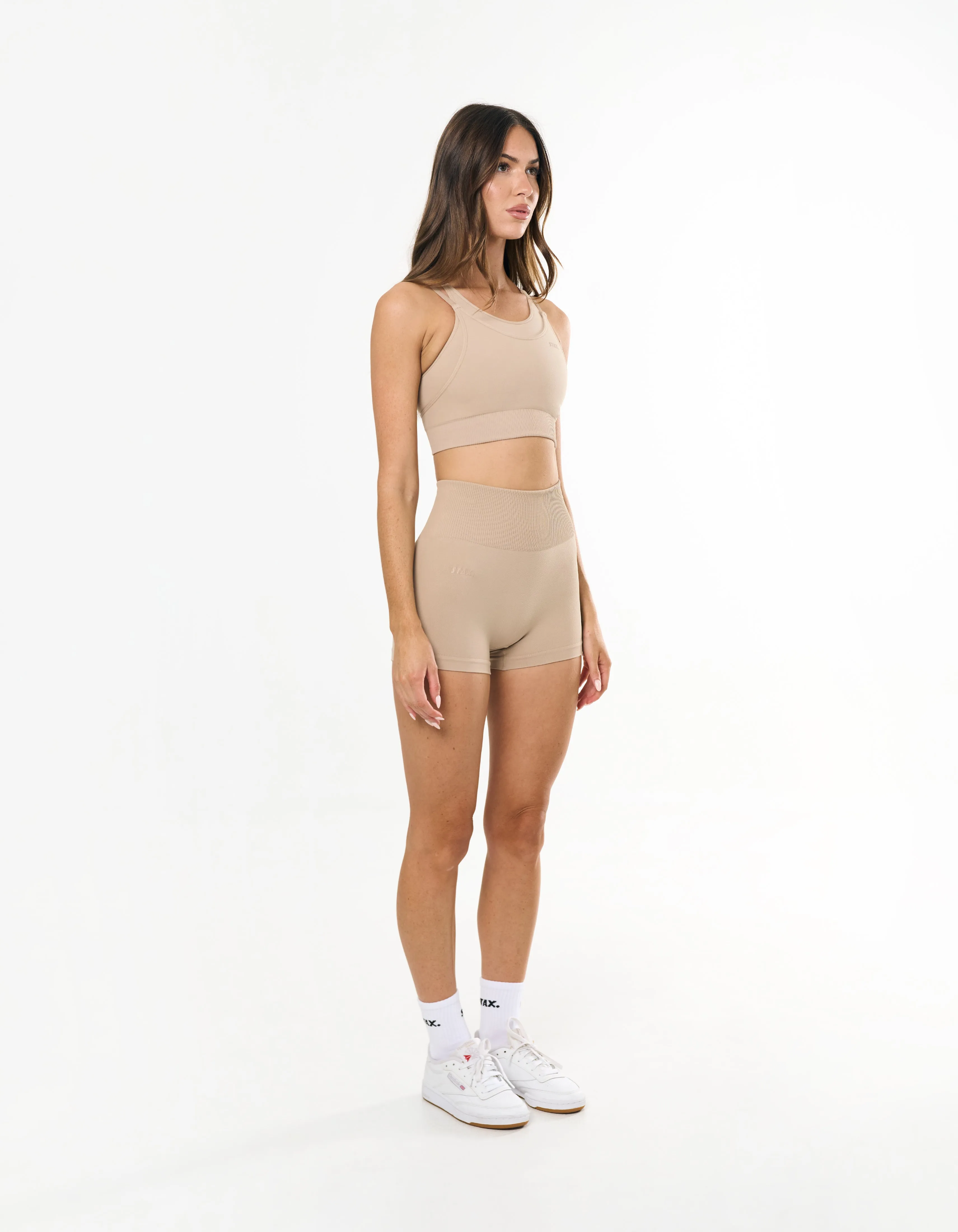 Premium Seamless Mini Bike Shorts - Taupe sold by Stax product image thumbnail 3