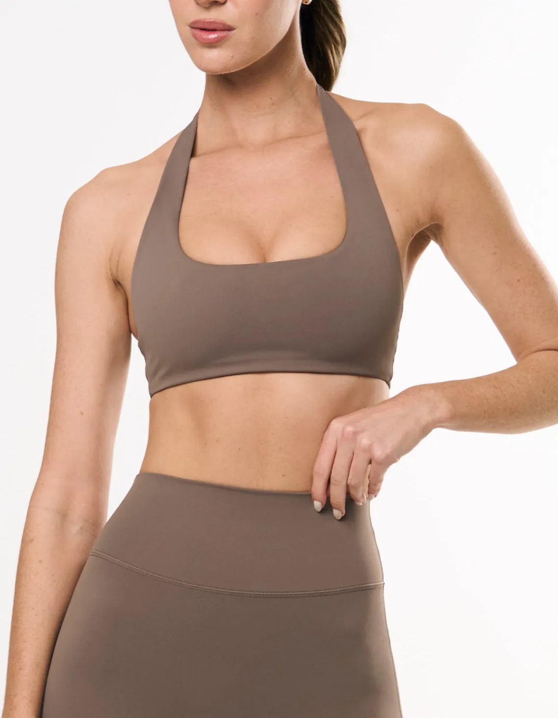Square Neck Halter Crop Airlyte - Stone sold by Stax