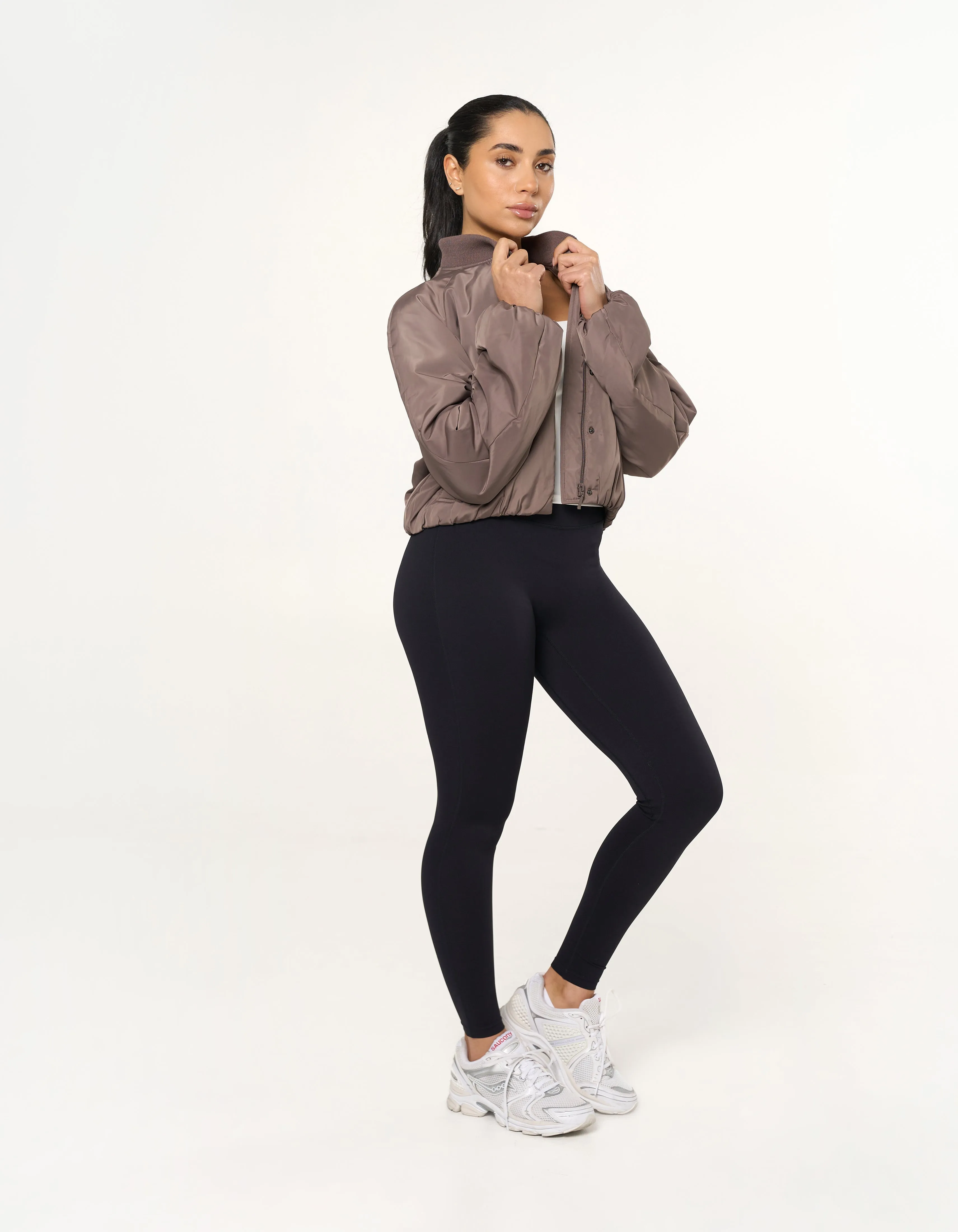 Cropped Bomber Jacket - Fossil sold by Stax product image thumbnail 2