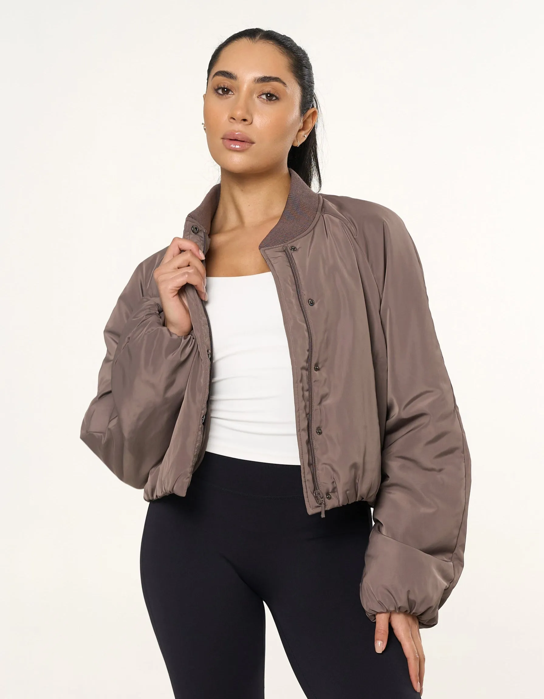 Cropped Bomber Jacket - Fossil sold by Stax product image thumbnail 4
