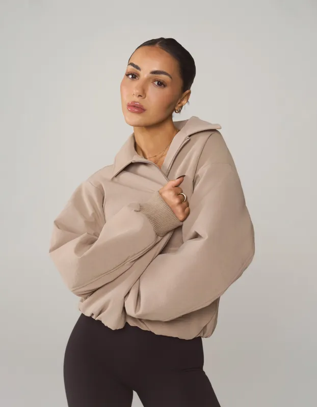 Collared Bomber Jacket - Sandstone sold by Stax