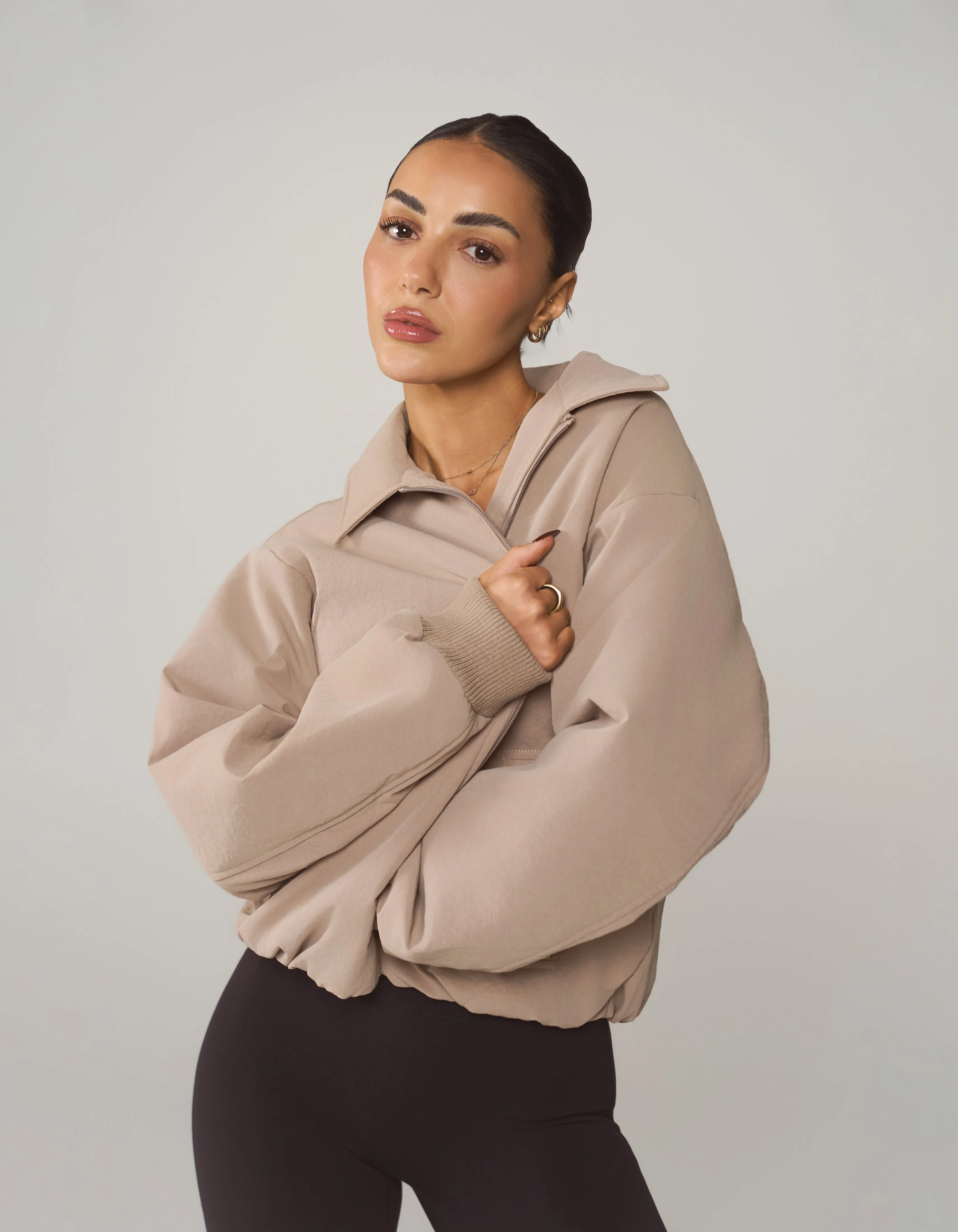 Collared Bomber Jacket - Sandstone sold by Stax