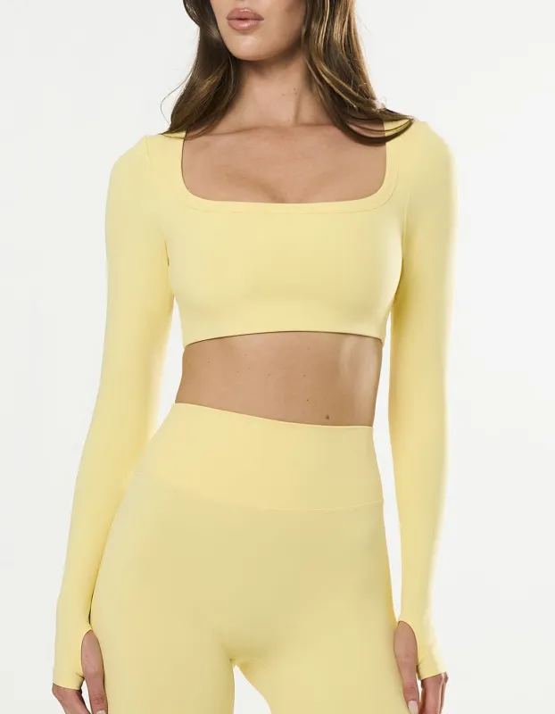 Square Neck Cropped Long Sleeve Airlyte - Limoncello sold by Stax