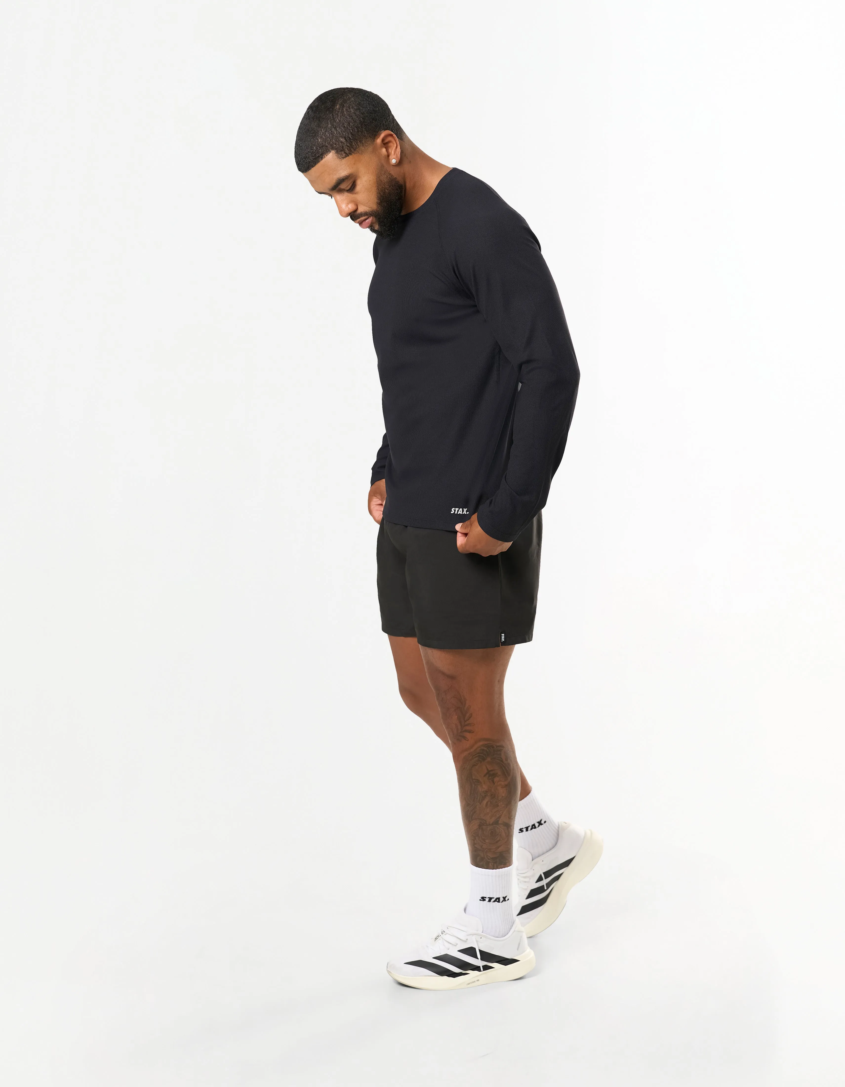 Conqr Waffle Long Sleeve - Black sold by Stax product image thumbnail 4