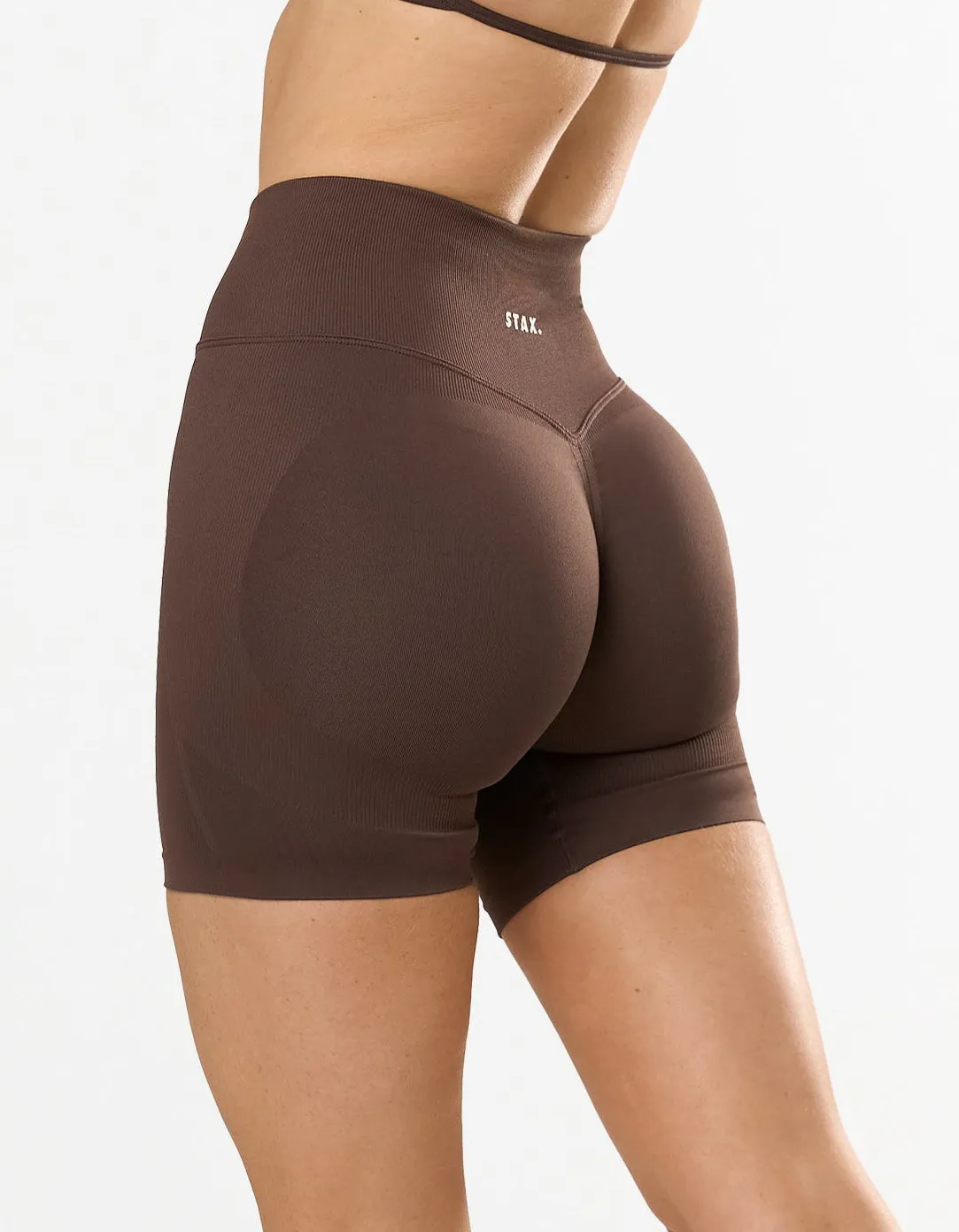 Premium Seamless Skulpt Midi Bike Shorts - Brown sold by Stax
