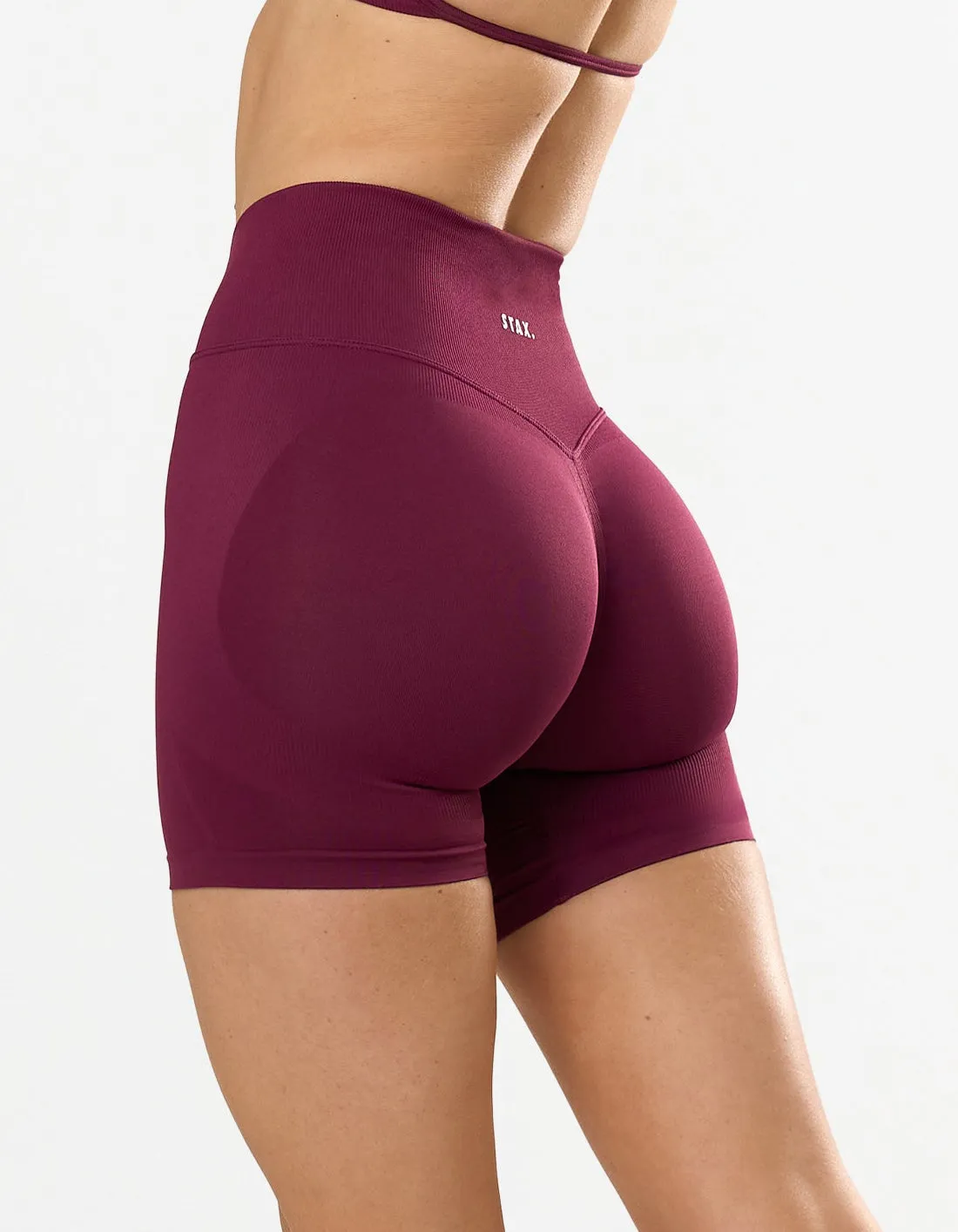 Premium Seamless Skulpt Midi Bike Shorts - Burgundy sold by Stax