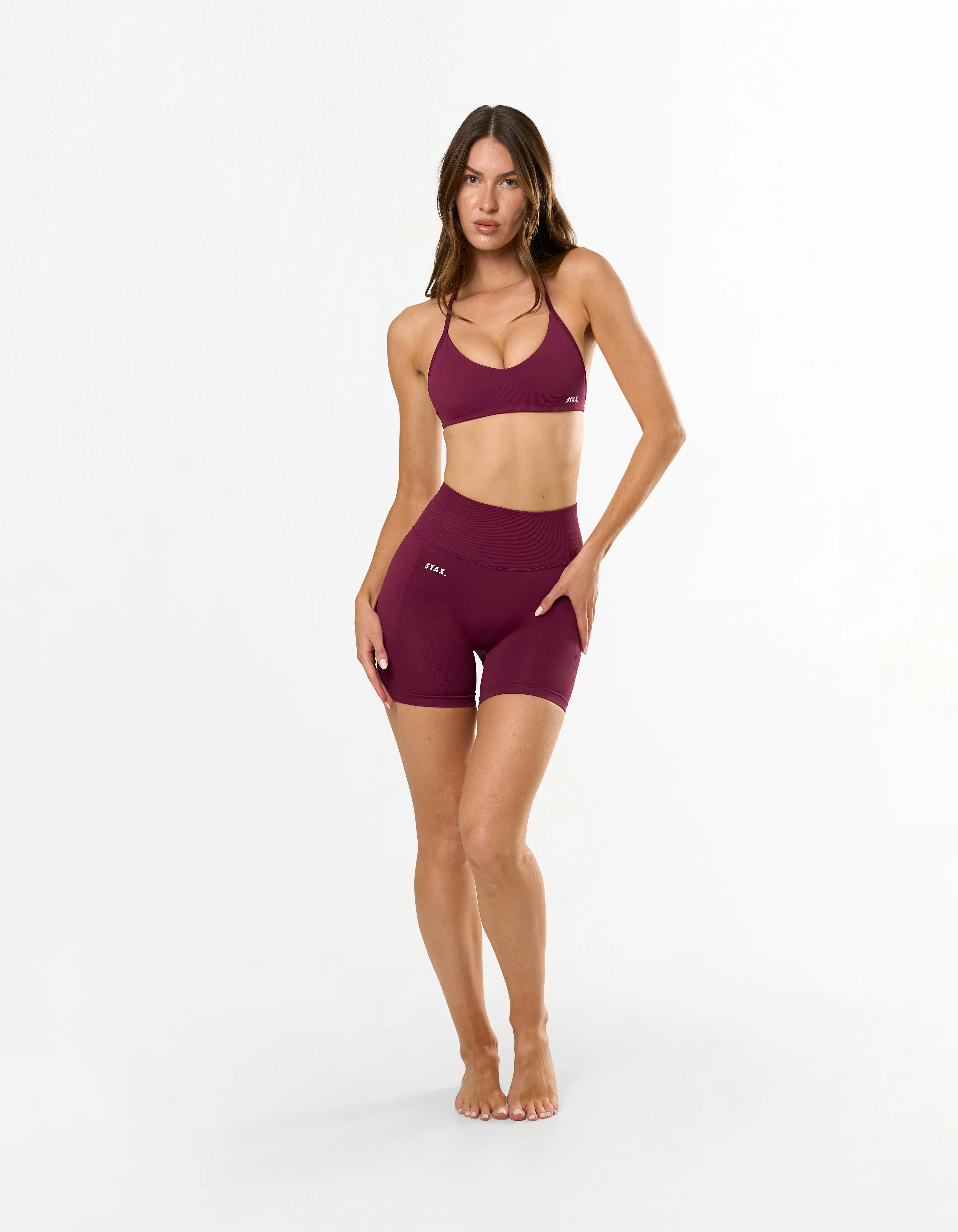 Premium Seamless Skulpt Midi Bike Shorts - Burgundy sold by Stax product image thumbnail 3