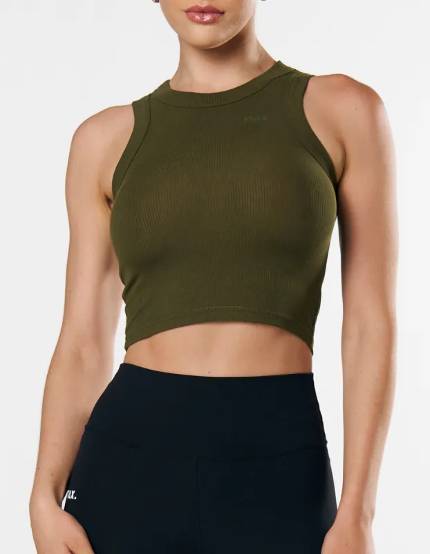 Ribbed Tank - Khaki sold by Stax