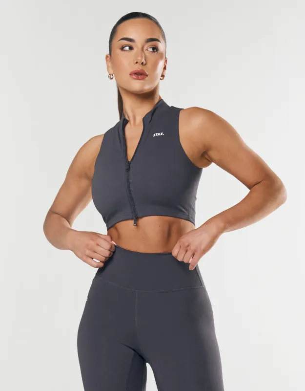 Base Sleeveless Zip Tank NANDEX ™ - Dark Grey sold by Stax
